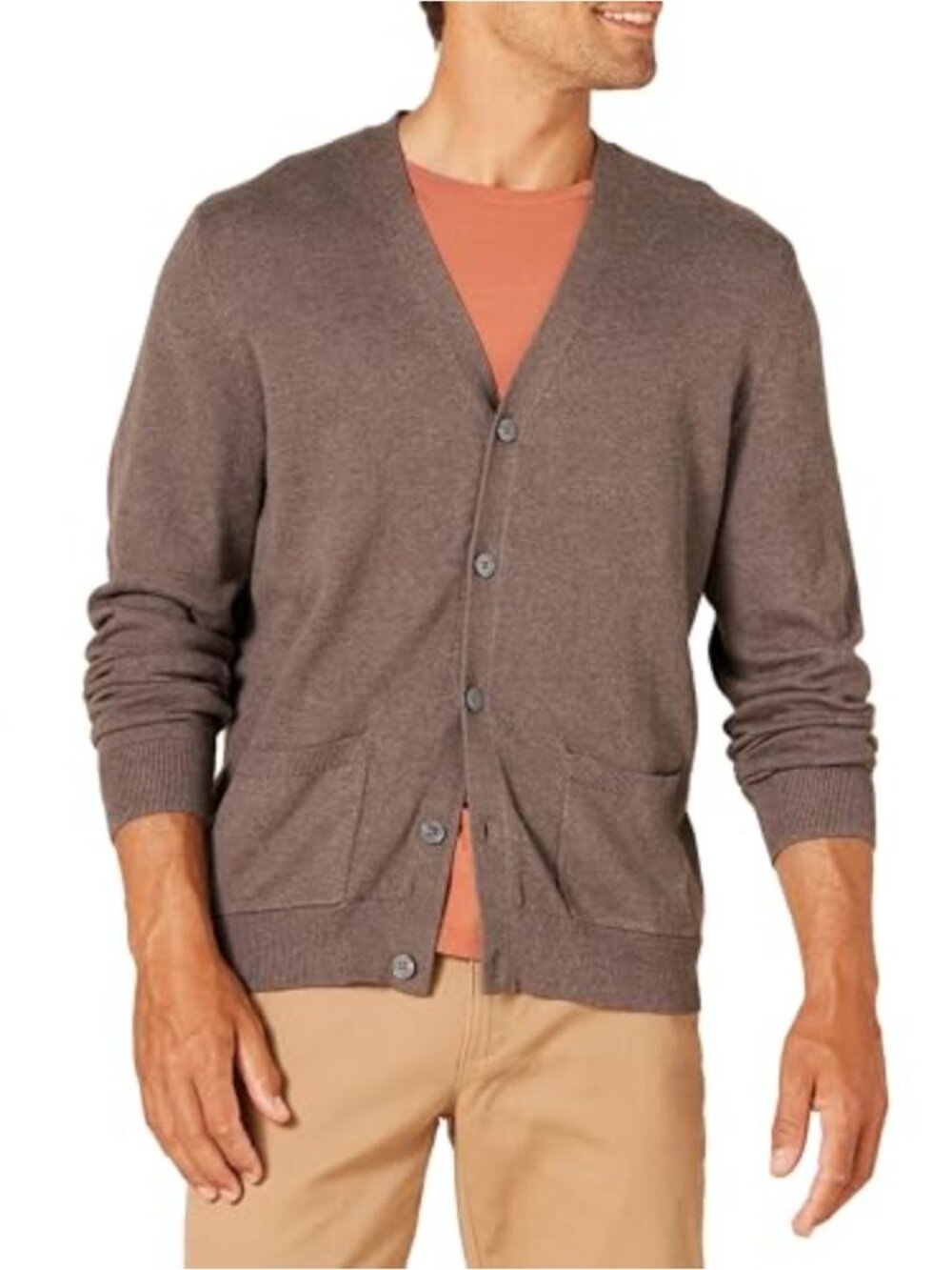 Men's Cotton Cardigan Sweater Long Sleeve Lightweight Knit
